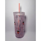 Starbucks Pink Vibes Pink Drink Strawberry Glass Cold Cup 16oz
