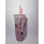 Starbucks Pink Vibes Pink Drink Strawberry Glass Cold Cup 16oz