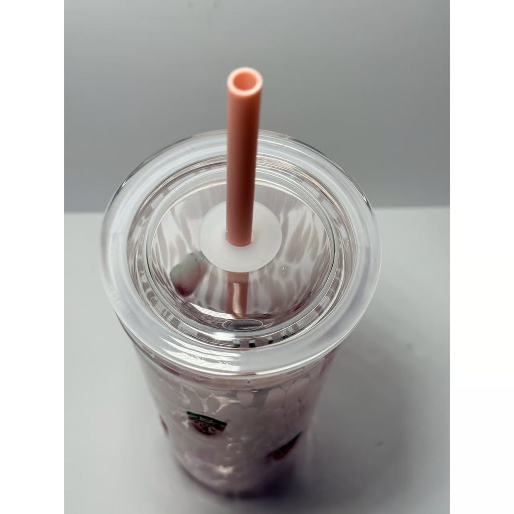 Starbucks Pink Vibes Pink Drink Strawberry Glass Cold Cup 16oz