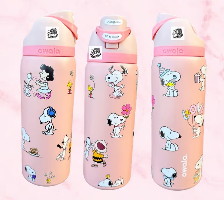 Owala FreeSip 32 oz Water Bottle – Pink Snoopy Edition